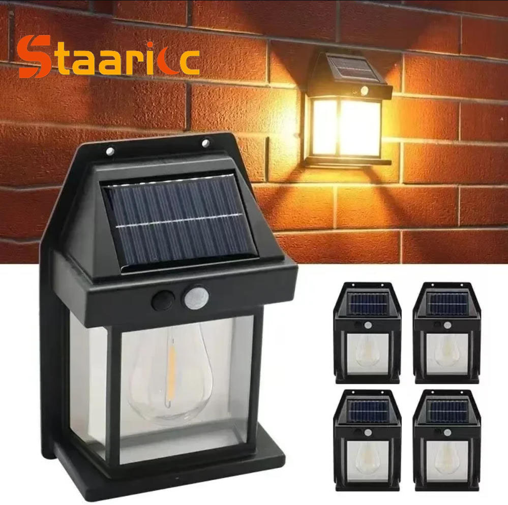 String Light Outdoor - Outdoor Solar Tungsten Wall Light with