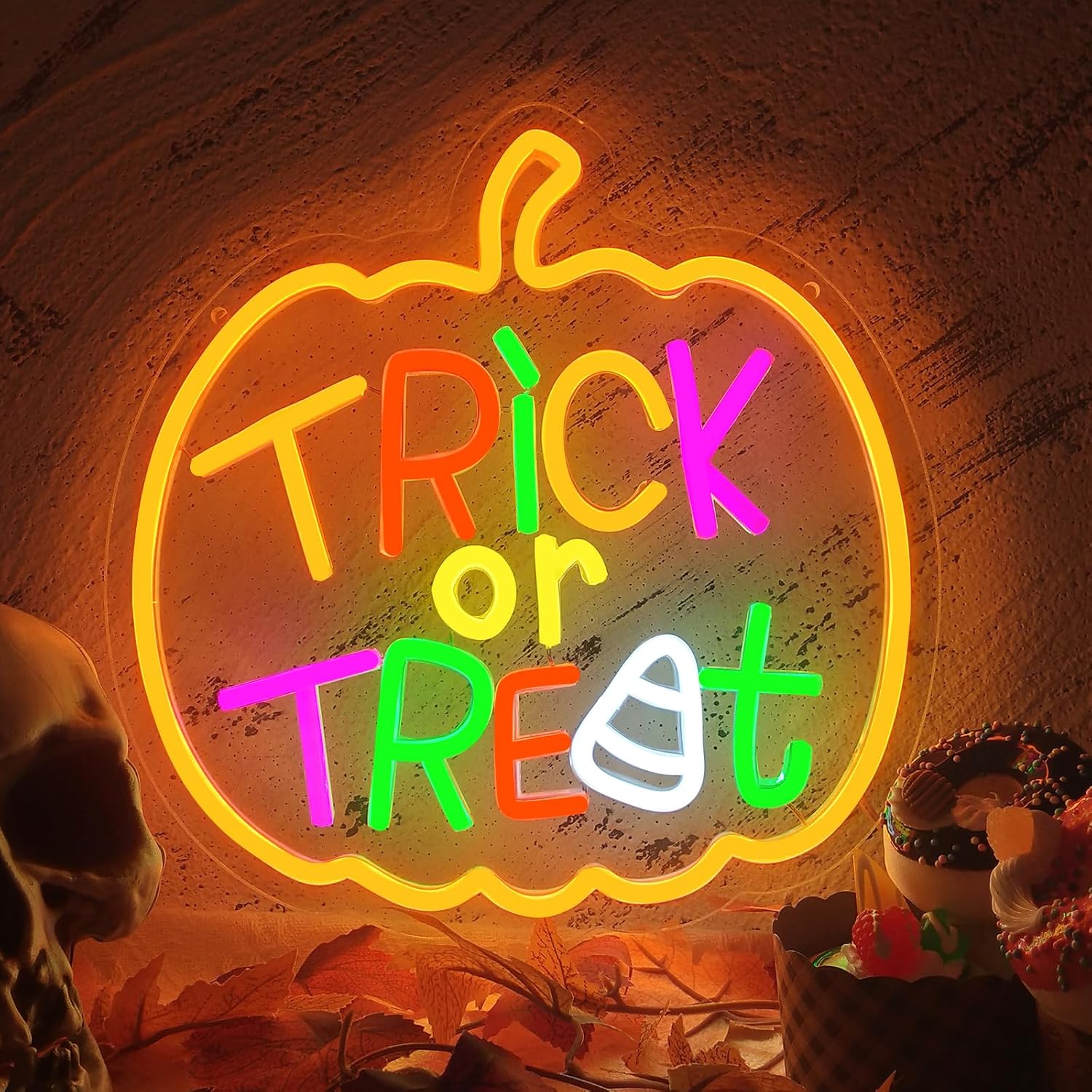 Trick or Treat Neon Sign with  - Home Decor Lighting Tricks 评论和价格