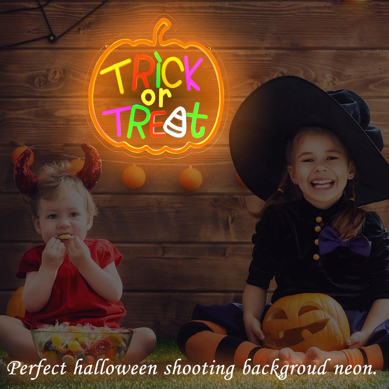 Trick or Treat Neon Sign with  - Home Decor Lighting Tricks 评论和价格