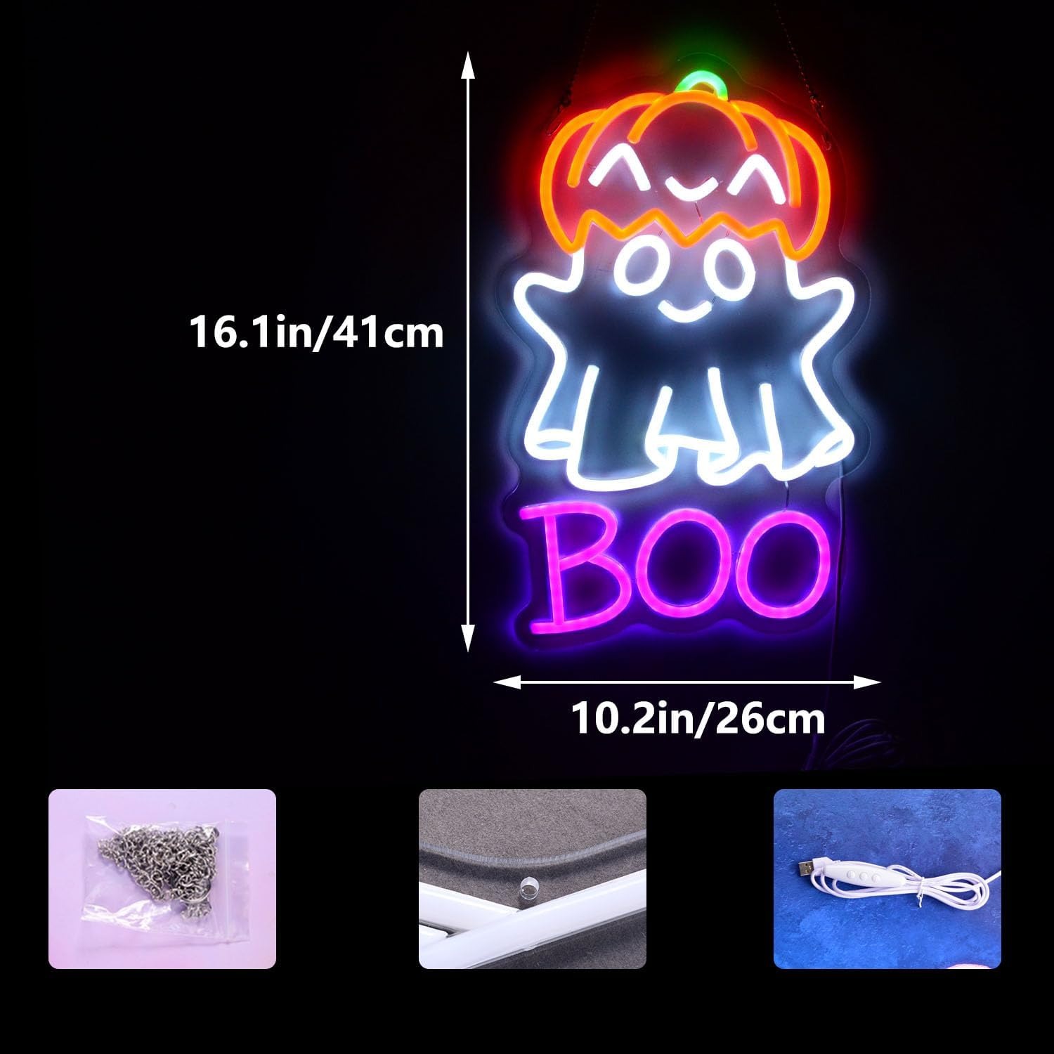 Cute Ghost Pumpkin Hat BOO LED - Home Decor Lighting Tricks 评论和价格