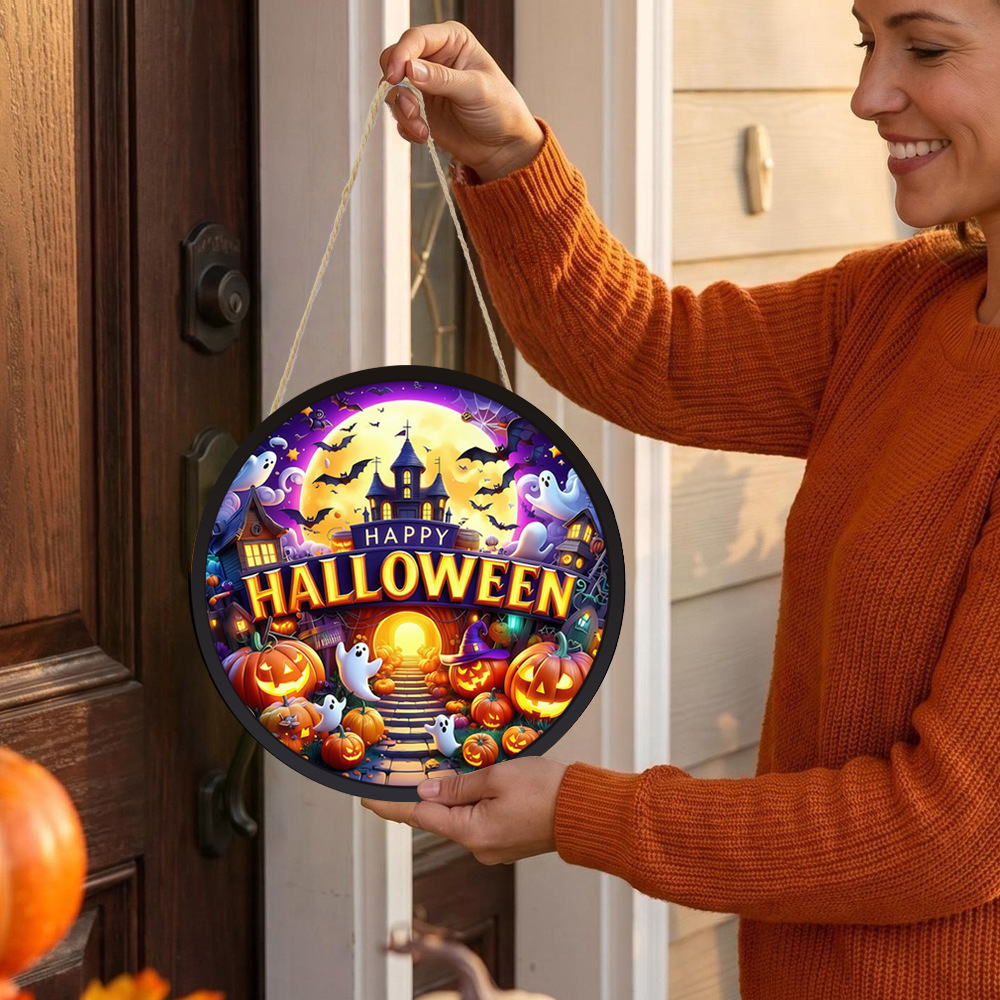 Round Glowing Halloween Hangin - Home Decor Lighting Tricks 评论和价格