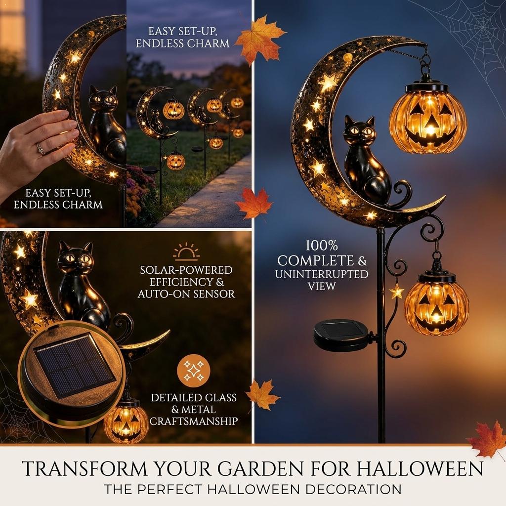 Halloween Black Cat Moon Groun - Led Moon Lamp 评论和价格