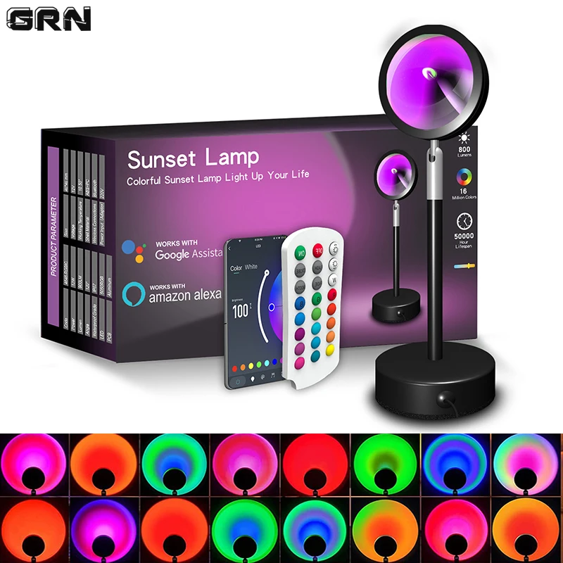 Smart LED Sunset Lamp Colorful - Touch Dimmer Lamp 评论和价格