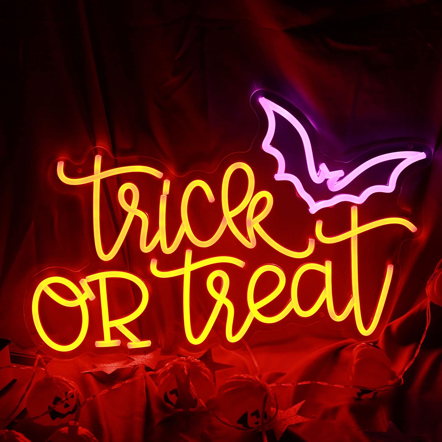 Trick or Treat Neon Sign Light - Home Decor Lighting Tricks 评论和价格