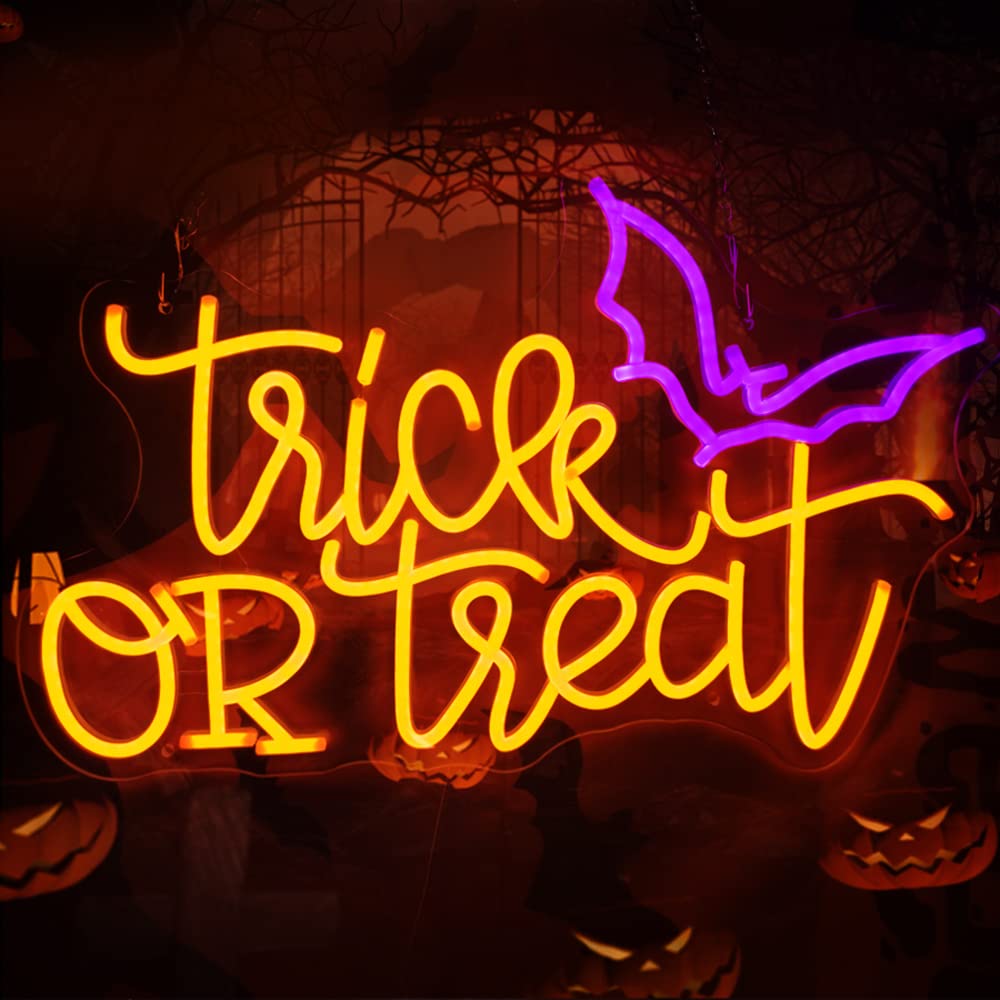 Trick or Treat Neon Sign Light - Home Decor Lighting Tricks 评论和价格