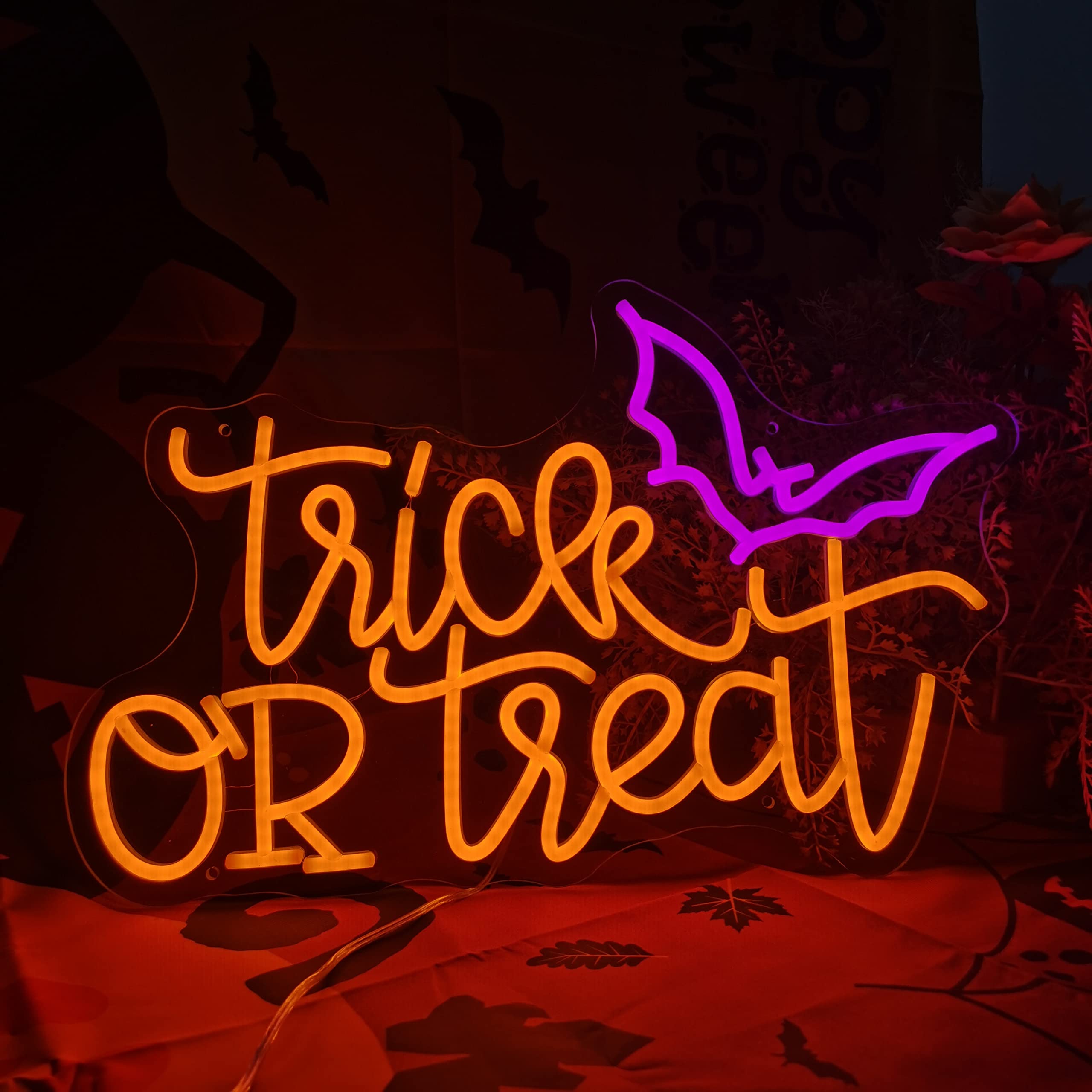 Trick or Treat Neon Sign Light - Home Decor Lighting Tricks 评论和价格