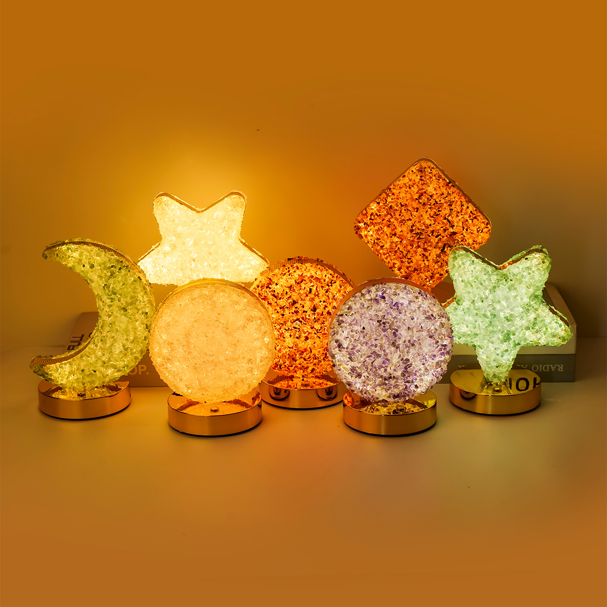 Natural Crystal Gravel LED Nig - Led Moon Lamp 评论和价格
