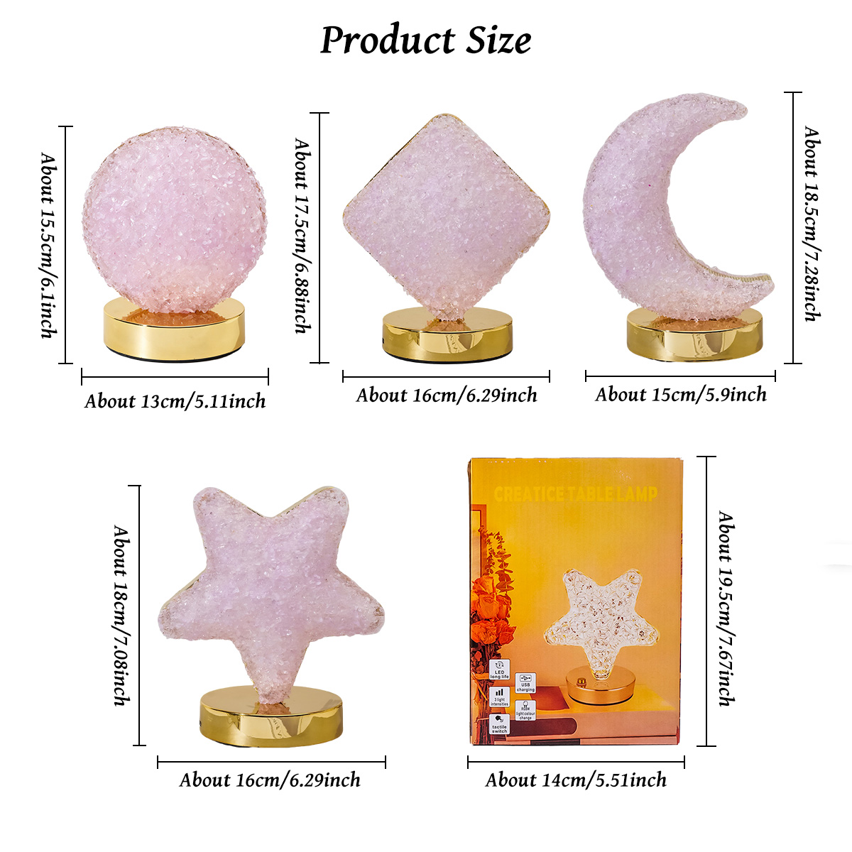 Natural Crystal Gravel LED Nig - Led Moon Lamp 评论和价格