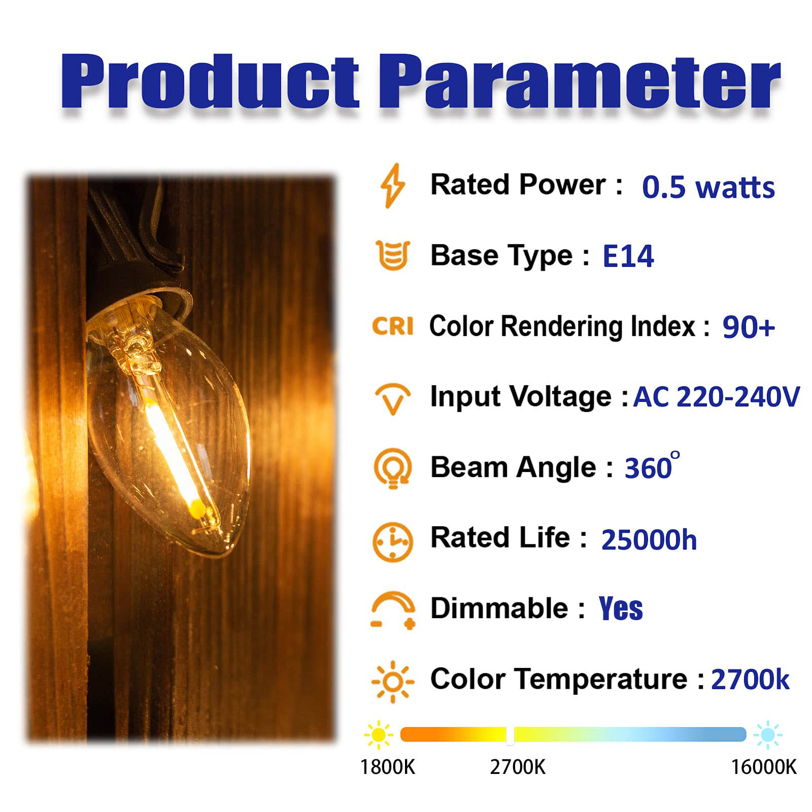 Edison Led Candle Light Bulb E - Lighting Effect Home Decor 评论和价格