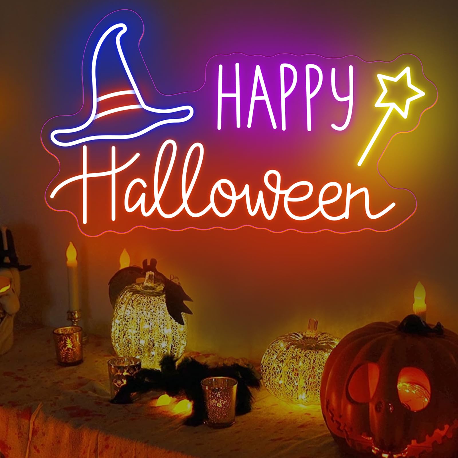 Happy Halloween Bat LED Neon S - Home Decor Lighting Tricks 评论和价格